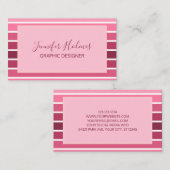 Modern Minimaal Roze Wit Strepen Visitekaartje (Voorkant / Achterkant)