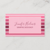 Modern Minimaal Roze Wit Strepen Visitekaartje (Voorkant)