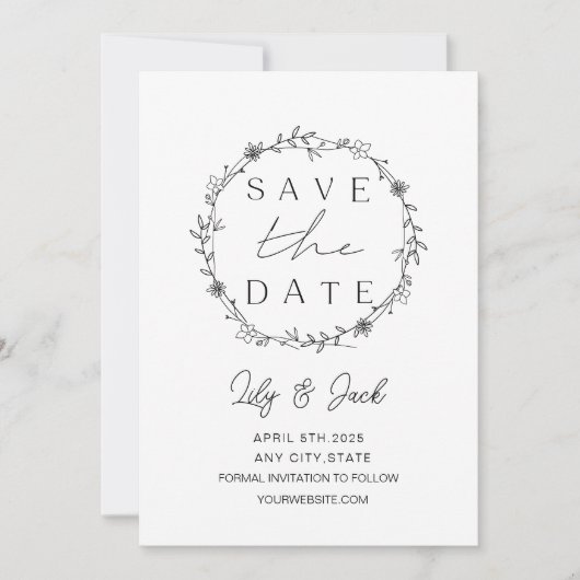 Modern Minimaal Save the Date, Minimaal Eenvoudig Save The Date (Voorkant)