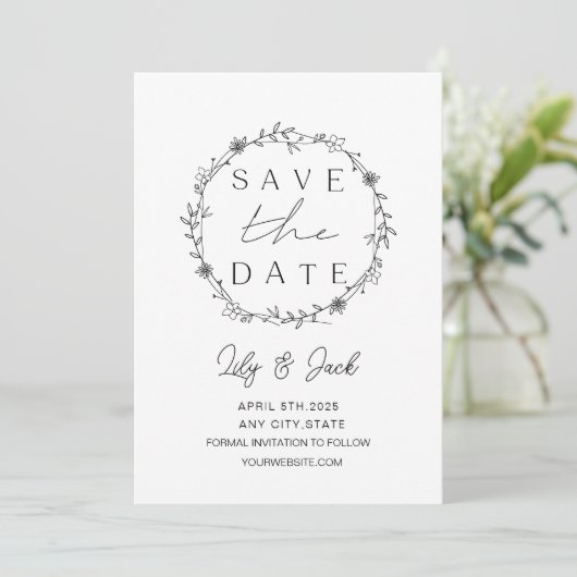 Modern Minimaal Save the Date, Minimaal Eenvoudig Save The Date (Staand voorkant)