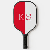 Modern minimaal Scarlet Red White Monogram Pickleball Paddle (Voorkant)