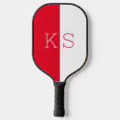 Modern minimaal Scarlet Red White Monogram Pickleball Paddle (Achterkant)