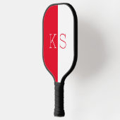 Modern minimaal Scarlet Red White Monogram Pickleball Paddle (Links)