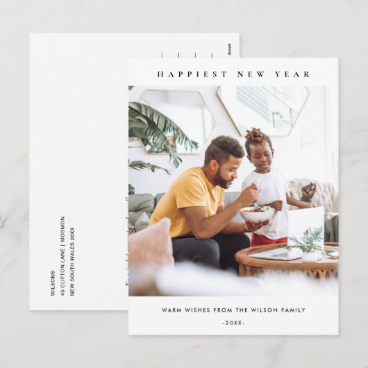 MODERN MINIMAAL SCHOON AANGEPASTE FOTO HEEFT NIEUW FEESTDAGENKAART (Voorkant / Achterkant)