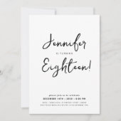 Modern Minimaal Script 18e Verjaardag Zwart & Wit Kaart (Voorkant)
