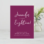 Modern Minimaal Script 18e Verjaardagsfeestje Mage Kaart (Staand voorkant)