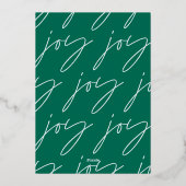 modern minimaal script 1 foto groen elegant folie feestdagenkaart (Achterkant)