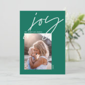 modern minimaal script 1 foto groene vakantie feestdagenkaart (Staand voorkant)