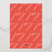 modern minimaal script 1 foto rood elegant folie feestdagenkaart (Achterkant)