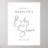 Modern Minimaal Script Baby shower Welkomstbord Poster (Voorkant)