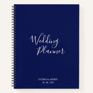 Modern Minimaal Script Blauw Moslim Bruiloft Plann Notitieboek