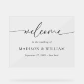 Modern minimaal script bruiloft welkom teken acryl bord (Voorkant)