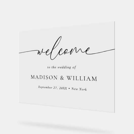 Modern minimaal script bruiloft welkom teken acryl bord (Hoek)