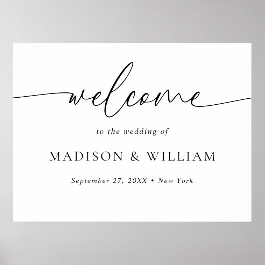 Modern minimaal script bruiloft welkom teken poster (Voorkant)