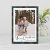 Modern minimaal script | Familie kerstfoto Feestdagenkaart (Staand voorkant)