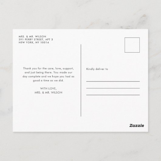 Modern minimaal script foto bruiloft dank u briefkaart (Achterkant)