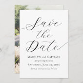 Modern Minimaal Script Foto toevoegen De datum Kaa Kaart (Voorkant / Achterkant)