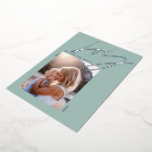 modern minimaal script foto's groen elegant folie feestdagenkaart (Gedraaid)