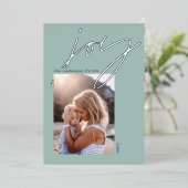 modern minimaal script foto's groen elegant folie feestdagenkaart (Staand Voorkant)