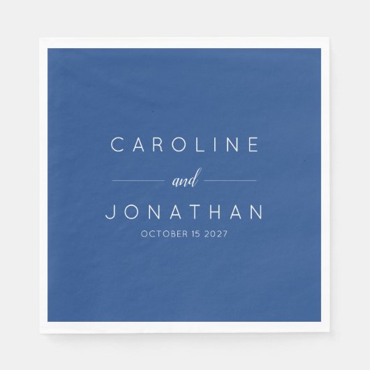 Modern Minimaal Script Frans Blauw Aangepaste Brui Servet (Voorkant)