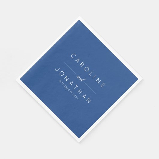 Modern Minimaal Script Frans Blauw Aangepaste Brui Servet (Hoek)