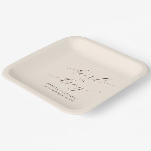 Modern Minimaal Script Geslacht Onthullen Party Be Papieren Bordje (Gebogen)