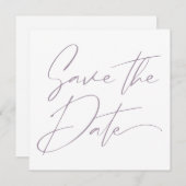 Modern Minimaal Script Kalligrafie Blush Roze Rosé Save The Date (Voorkant / Achterkant)