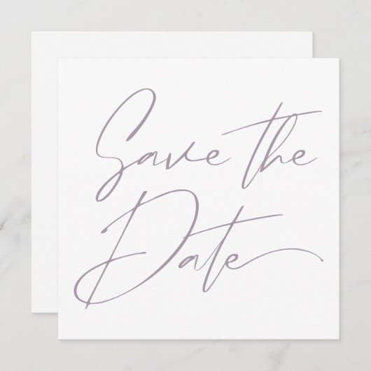 Modern Minimaal Script Kalligrafie Blush Roze Rosé Save The Date (Voorkant / Achterkant)