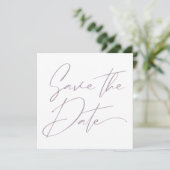 Modern Minimaal Script Kalligrafie Blush Roze Rosé Save The Date (Staand voorkant)
