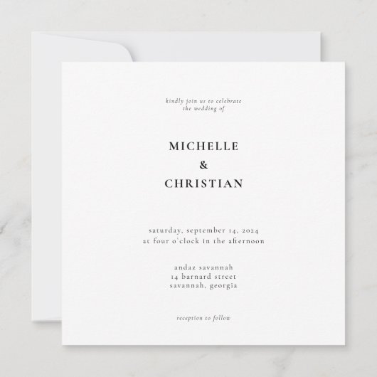 Modern Minimaal Script Kalligrafie Zwart Bruiloft Kaart (Achterkant)