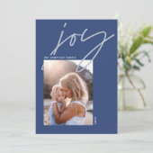 modern minimaal script kleurrijke 1 fotovakantie feestdagenkaart (Staand voorkant)