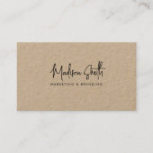 Modern Minimaal Script Kraft Visitekaartje (Voorkant)
