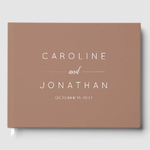 Modern Minimaal Script Mocha Bruin Custom Wedding Gastenboek
