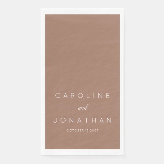 Modern Minimaal Script Mocha Bruin Custom Wedding Servet (Voorkant)