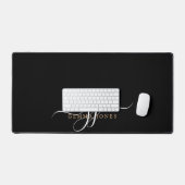Modern minimaal script Monogram Black Desk Mat (Keyboard & Muis)