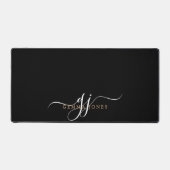 Modern minimaal script Monogram Black Desk Mat (Voorkant)