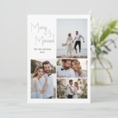 Modern minimaal script Multi Photo Wedding Feestdagenkaart (Staand voorkant)