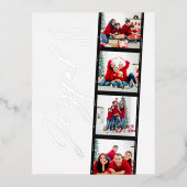 Modern minimaal script multi-photoKerstmas red Folie Feestdagen Briefkaart (Voorkant)