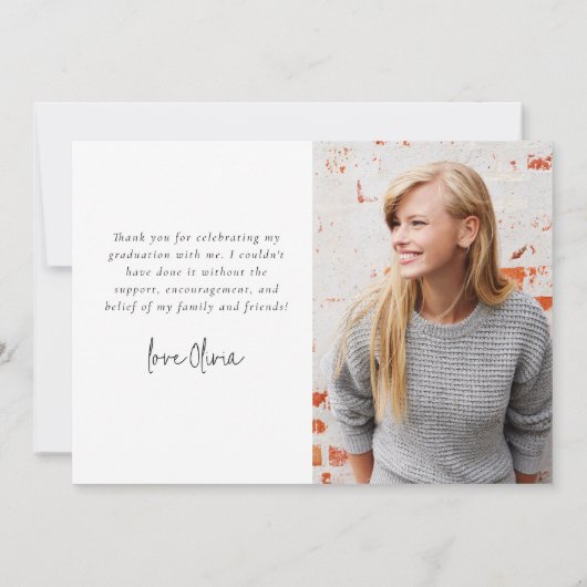 Modern Minimaal Script Photo Afstuderen Bedankkaart (Achterkant)