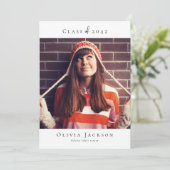 Modern Minimaal Script Photo Afstuderen Bedankkaart (Staand voorkant)