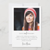 Modern Minimaal Script Photo Afstuderen Bedankkaart (Achterkant)