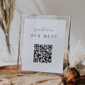 Modern Minimaal Script QR Code Wedding Menu Poster