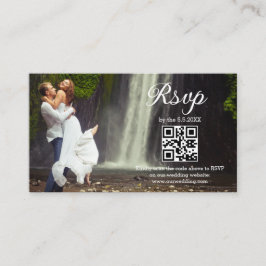 Modern minimaal script RSVP QR code foto bruiloft Informatiekaartje