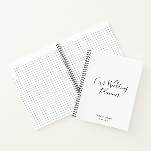 Modern Minimaal Script Wit Moslim Bruiloft Planner Notitieboek (Binnen)