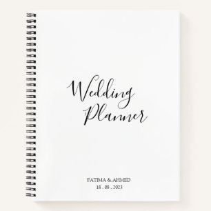 Modern Minimaal Script Wit Moslim Bruiloft Planner Notitieboek