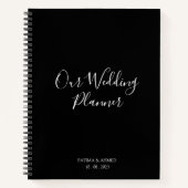 Modern Minimaal Script Zwart Moslim Bruiloft Plann Notitieboek (Voorkant)