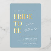 Modern minimaal | Stoffig blauw en goud Vrijgezell Folie Uitnodiging (Voorkant)