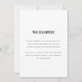 Modern & Minimaal Stout Foto Trouw Elopement Aankondiging (Achterkant)