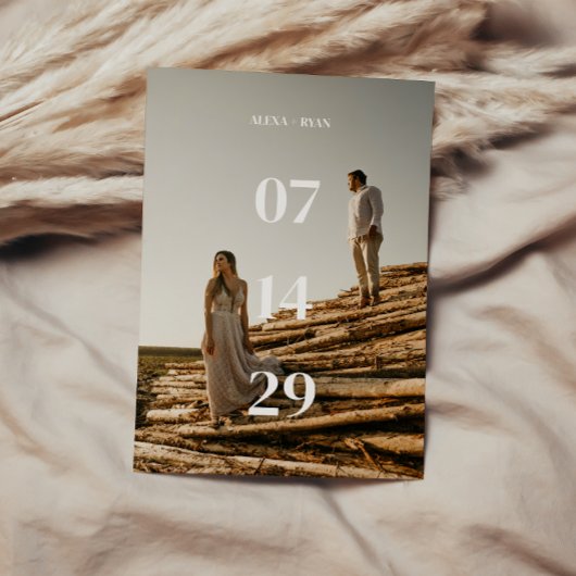 Modern & Minimaal Stout Foto Trouw Elopement Aankondiging