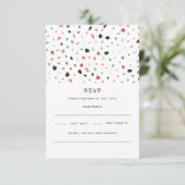 Modern minimaal Terrazzo Patroon Groen Roze Bruilo RSVP Kaartje (Staand voorkant)
